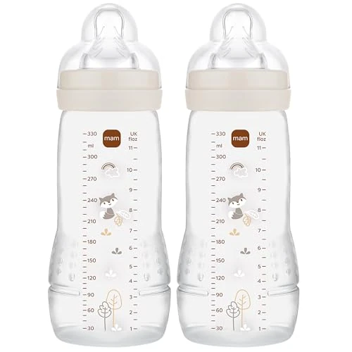 MAM Easy Active Baby Bottle with MAM Fast Flow Teats, Twin Pack of Baby Bottles, Baby Feeding