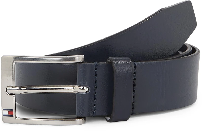 Tommy Hilfiger Men’s New Aly Leather Belt, Blue (Midnight), 31.5 inches