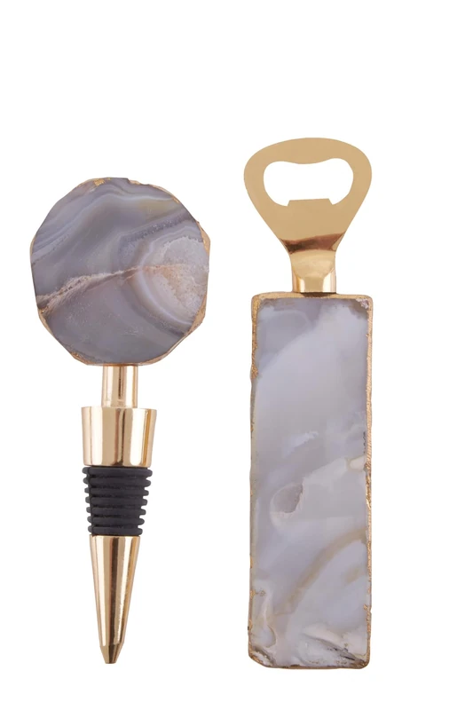 Premier Housewares Agata Natural Bottle Opener and Stopper Set