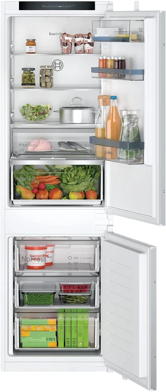 Bosch KIN86VSE0 Series 4 built-in fridge-freezer combination, 177.2x54.1cm niche, 184L cooling + 76L freezing, drag hinge, VitaFresh XXL longer freshness, NoFrost