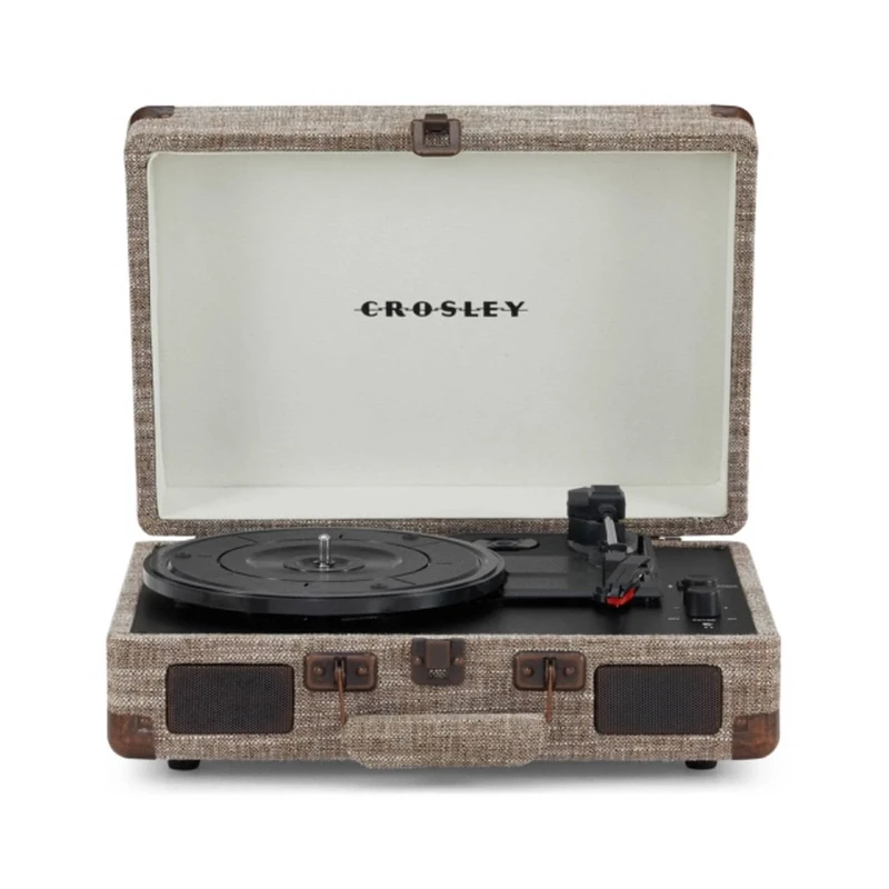 Crosley Cruiser Plus Portable Turntable - Bluetooth Record Player, 3-Speed Suitcase Vinyl Player, Home Turntables for Vinyl Records, Built in Stereo Speakers & Bluetooth Receiver, AUX Input, Havana