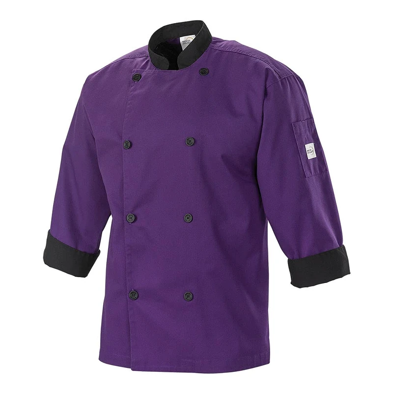 Mercer Culinary Millennia Uni 3/4 Sleeve Jacket, Purple w/Black, M