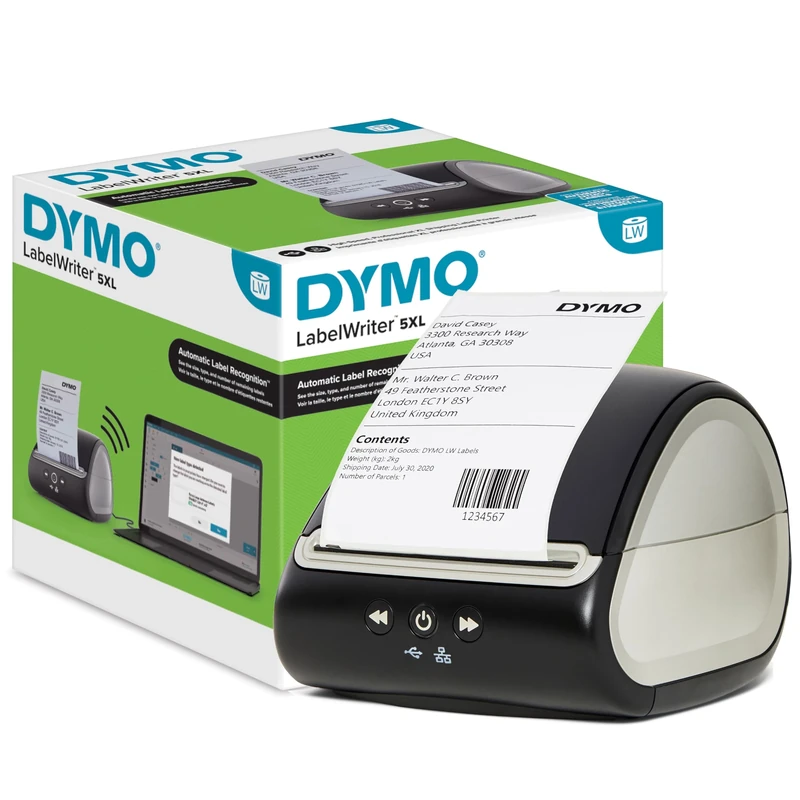 DYMO LabelWriter 5XL Label Printer | Automatic Label Recognition | Label Maker that prints Extra-Wide Shipping Labels from Amazon, Royal Mail & More | Perfect for eCommerce Sellers | UK 3 Pin Plug