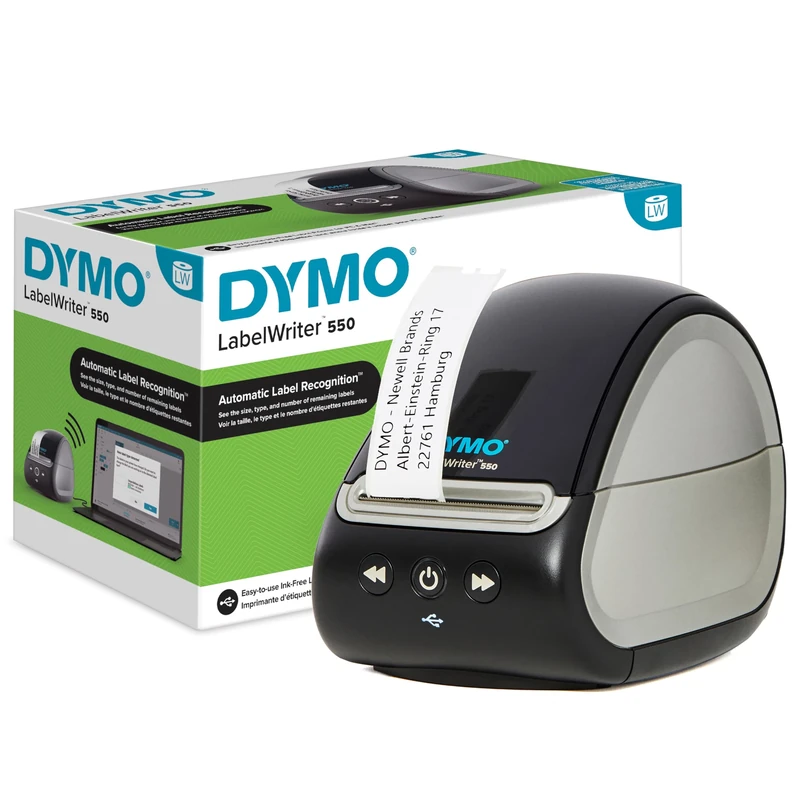 DYMO LabelWriter 550 Label Printer | Label Maker with Direct Thermal Printing | Automatic Label Recognition | Prints Address LabelsShipping LabelsBarcode Labels & More | UK 3 Pin Plug