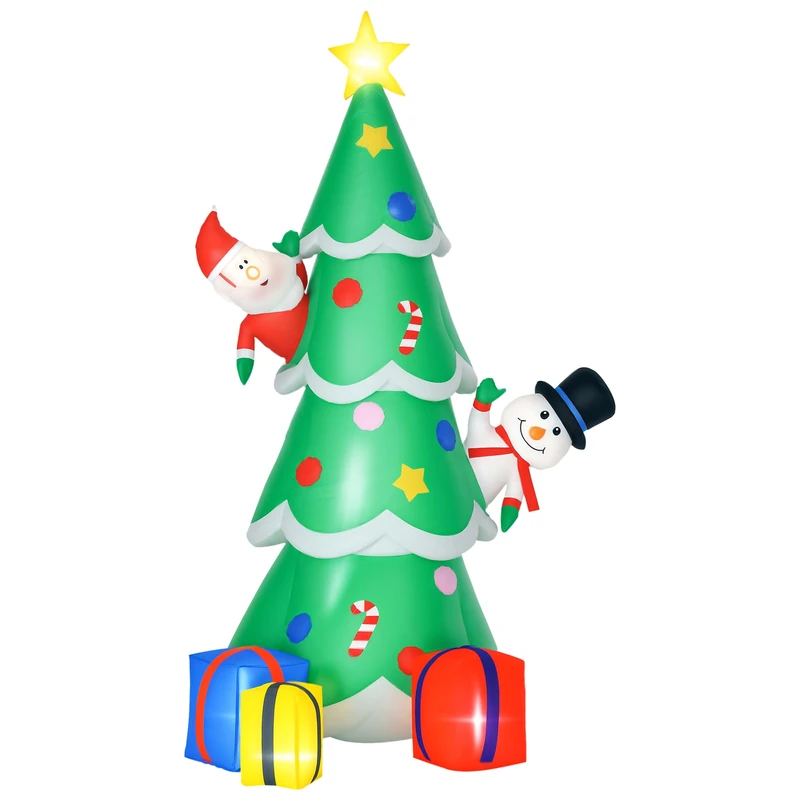 HOMCOM 7FT Christmas Inflatable Tree LED Lighted for Indoor Outdoor Decoration