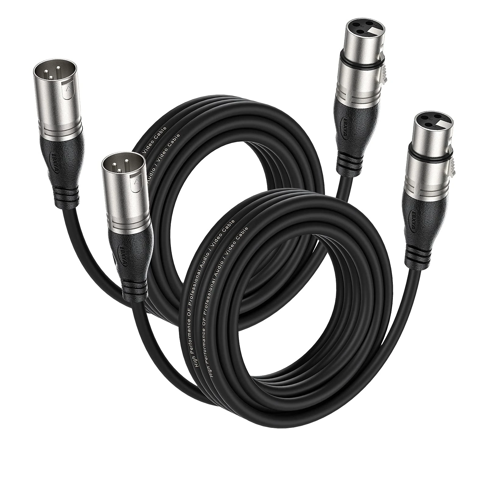EBXYA XLR Cable 5M 2-Pack - Premium 3-Pin Balanced Male to Female Microphone DMX Patch Cords
