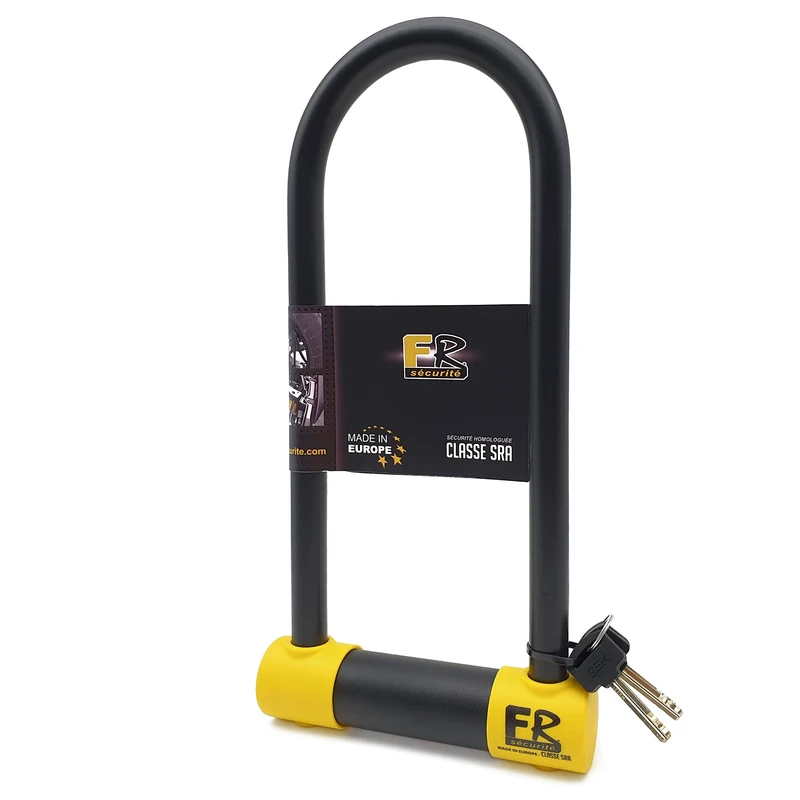 FR SECURITE FR120L Motorcycle U Lock SRA Approved, 18mm/0.7in Hardened Steel Double Locking Shackle, More Secure Anti-Pick Lock, 120x310mm/4.7x8.66in Heavy Duty Anti Theft U Lock for Moto Scooter