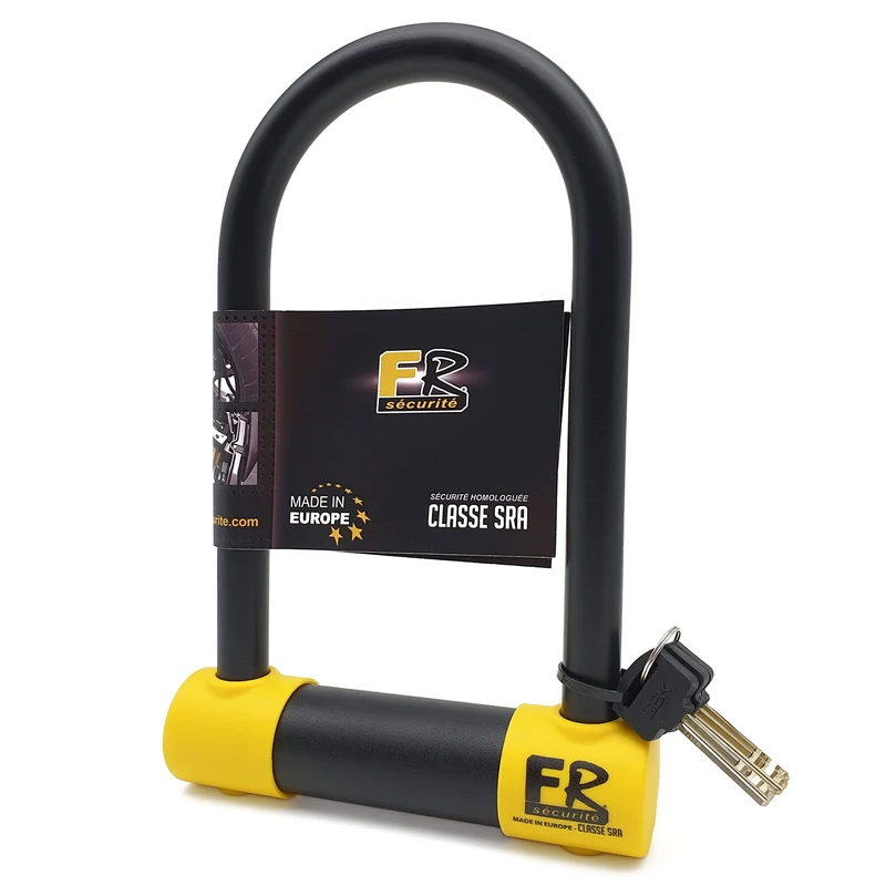 FR SECURITE FR120M Motorcycle U Lock SRA Approved, 18mm/0.7in Hardened Steel Double Locking Shackle, More Secure Anti-Pick Lock, 120x310mm/4.7x8.66in Heavy Duty Anti Theft U Lock for Moto Scooter