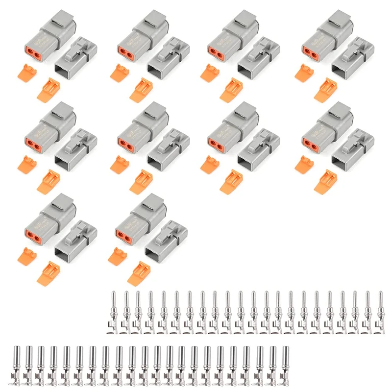 JRready 84PCS ST6251 Deutsch Connector Kit, 2 Wire Waterproof Deutsch Connector, 2 Pin Connector DTP04-2P/DTP06-2S with Stamped Contacts 14-12AWG, 25A