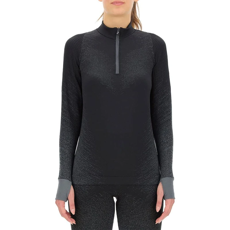 UYN O102124 RUNNING EXCELERATION LONG SL.ZIP UP T-shirt Women's Black cloud XL