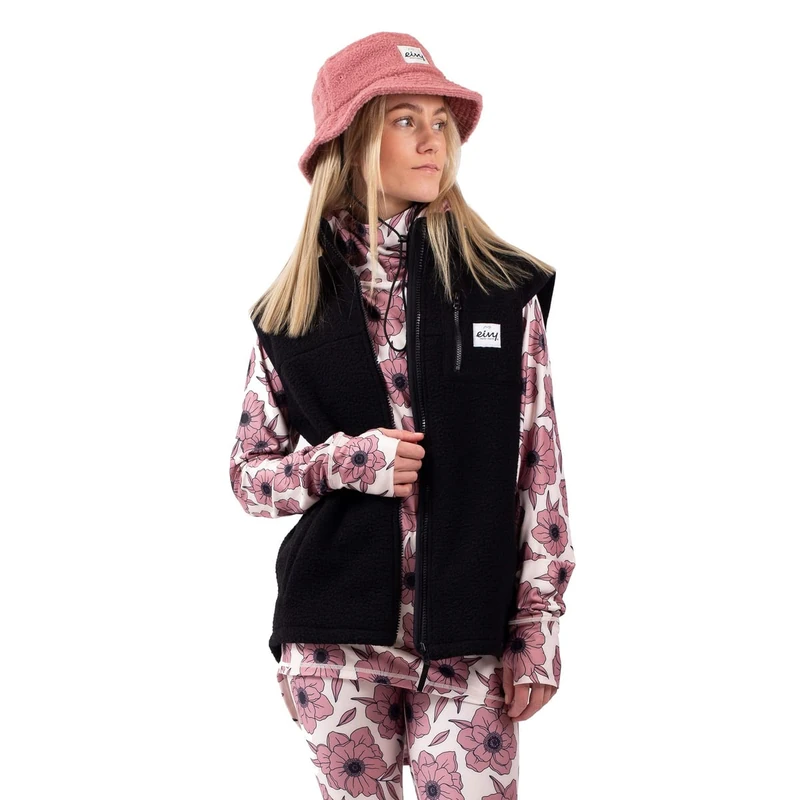 Eivy Women's Lumberjackie Sherpa Vest Fleece, Black, L