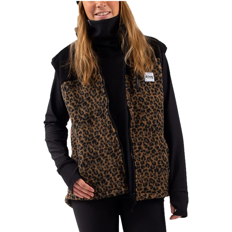 Eivy Women's Lumberjackie Sherpa Vest Fleece, Leopard, S