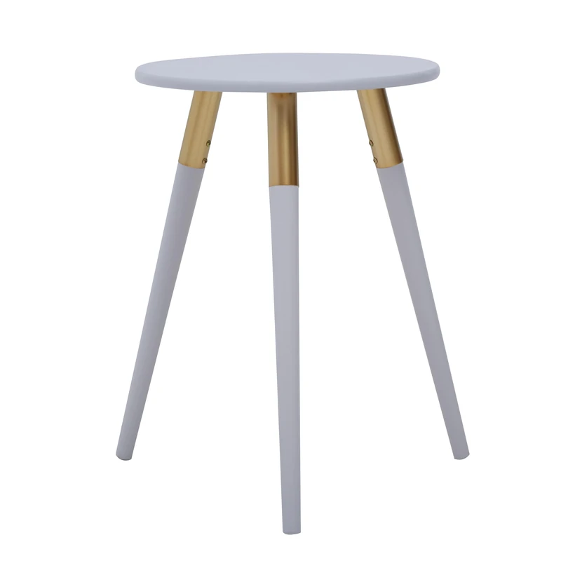 Premier Housewares Light Grey Small Side Table | Versatile Small Round Coffee Table | End Table Living room Side Table for Home | Lightweight Bedside Table | Sturdy Coffee Table