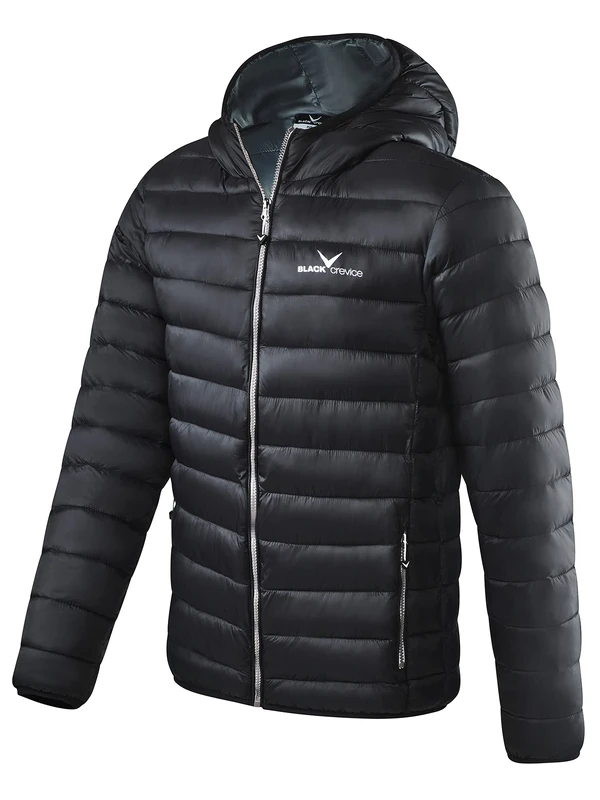 Black Crevice Men's Quilted Jacket, Black/White, 48