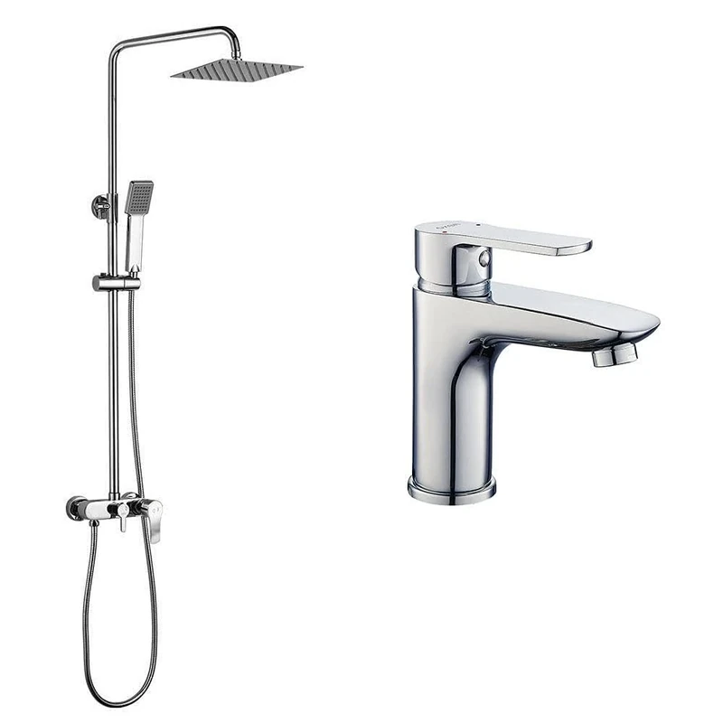 Kibath 472638 PACKN Single-Lever Shower Column, Shiny Chrome