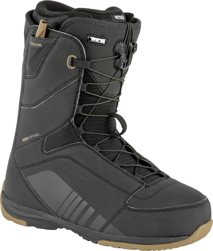 Nitro Men's Rival TLS '22 All Mountian Freeride Freestyle Quick Lacing System Boat Snowboard Boot, Black, 255