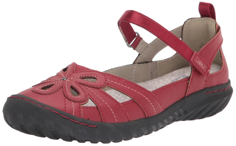 Jambu Women's Magnolia Mary Jane Flat, Red, 6.5 UK