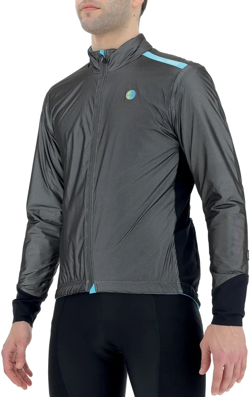 UYN Men's Be Seen Aerofit Functional Jacket, Blackboard Melange/Iridescent, L UK