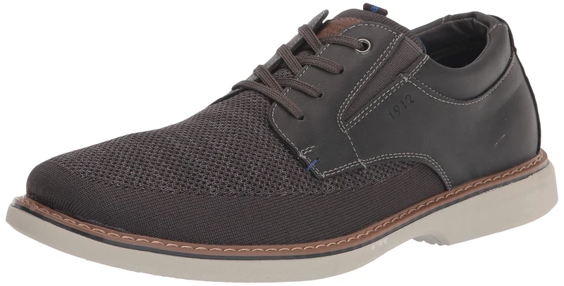 Nunn Bush Men's Otto Plain Toe Knit Oxford Lace Up with Lightweight Sole, Gray, 9.5 Wide - Image 1