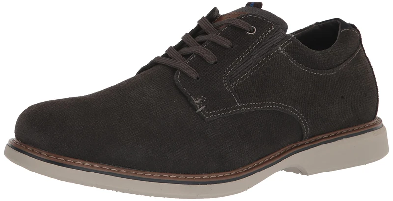 Nunn Bush Men's Otto Plain Toe Oxford Leather Lace Up with Lightweight Sole, Gray, 10.5 Wide