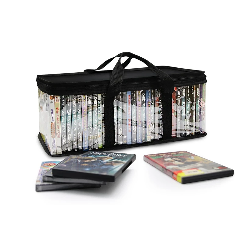 SILD Home DVD Storage Bags Media Case Holder Organizer Bag Black Stackable DVD Holders for BluRay/Movies/Media/PS4 Video Games(40 Each Bag)