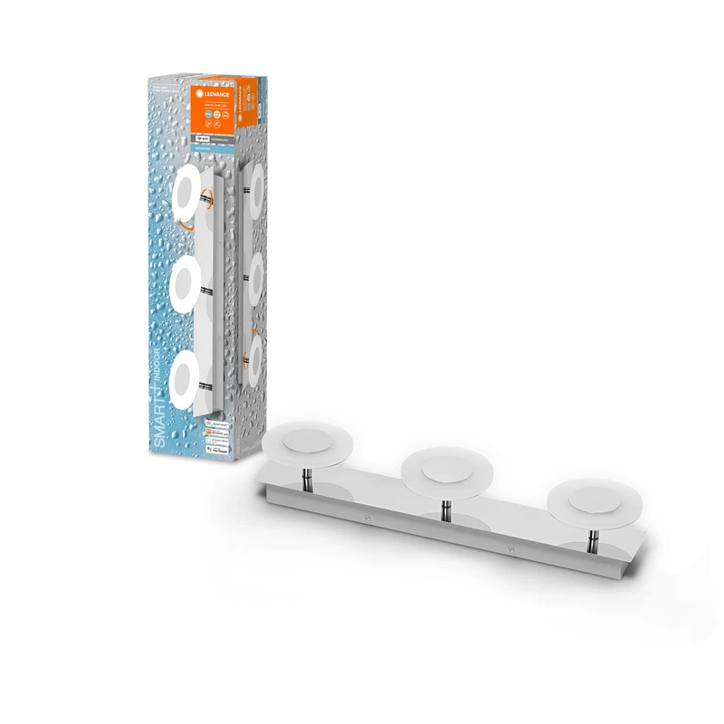 LEDVANCE Smart LED Bathroom Light Chrome, 21W, 2100LM, 3000-6500K, 52cm, IP44, Orbis Wave Wall Light, Bathroom Light with WiFi Technology, Dimmable, Controllable Via App and Voice Assistant