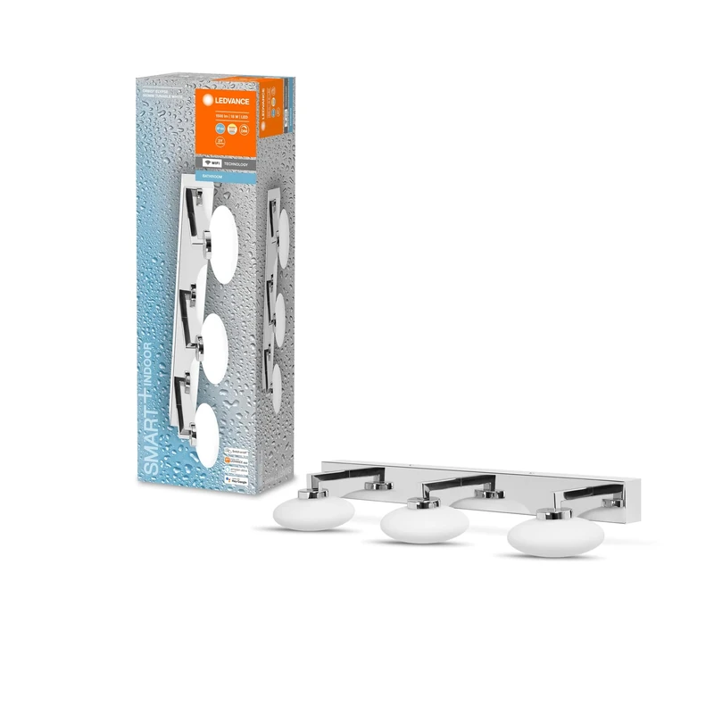LEDVANCE Smart LED Bathroom Light Chrome, 18W, 1500LM, 3000-6500K, 56cm, IP44, Orbis Elypse Wall Light, Bathroom Light with WiFi Technology, Dimmable, Controllable Via App and Voice Assistant