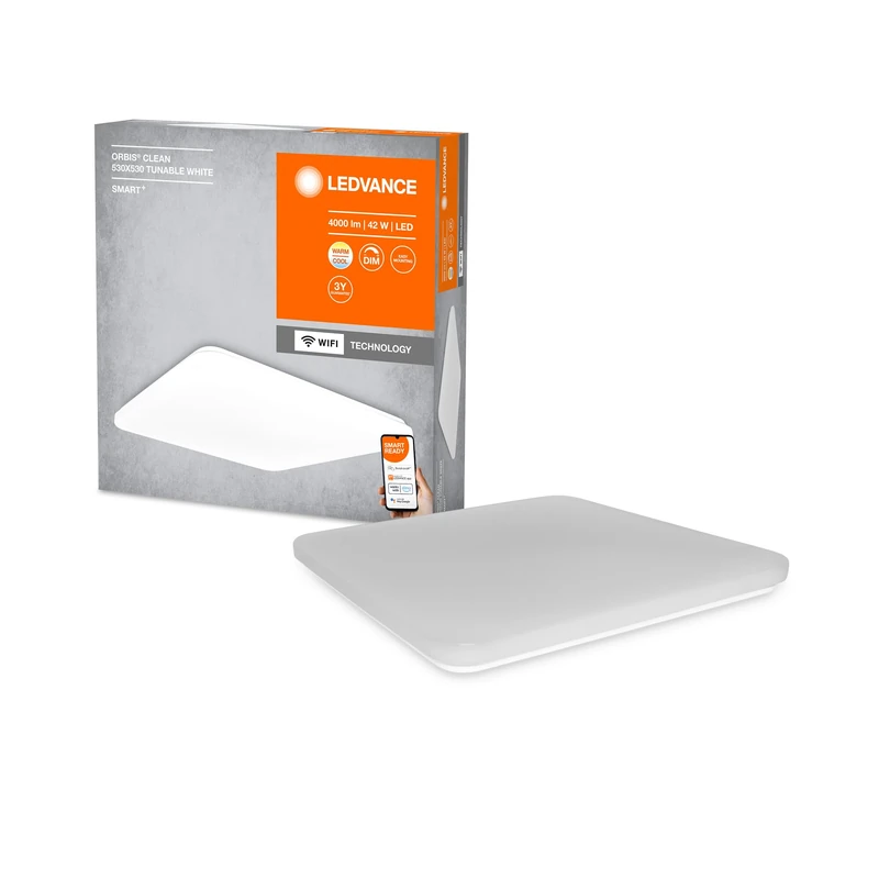 LEDVANCE ORBIS Clean Smart+ Wi-Fi LED Ceiling Light 53x53cm