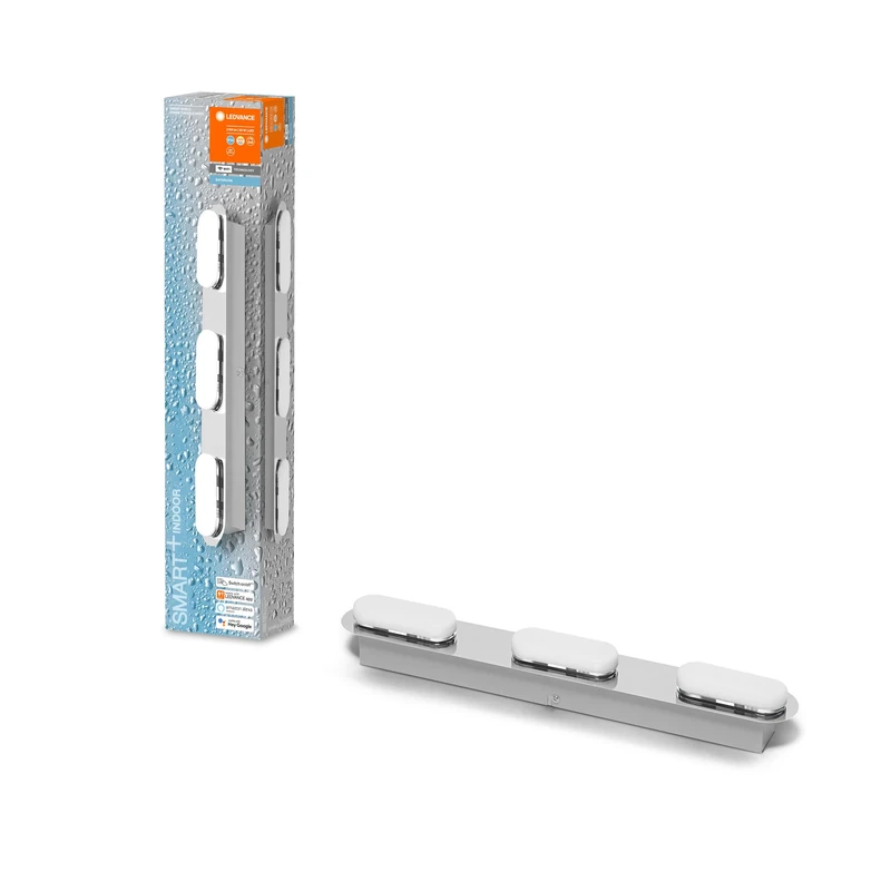 LEDVANCE Smart LED Bathroom Light Chrome, 20W, 2100LM, 3000-6500K, 45cm, IP44, Orbis Duplo Wall Light, Bathroom Light with WiFi Technology, Dimmable, Controllable Via App and Voice Assistant