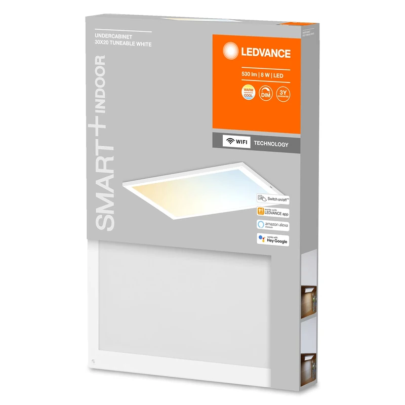 LEDVANCE SMART+ Wi-Fi Under-Cabinet Panel With Wi-Fi Technology, 30x20cm, Dimmable, 530 Lumen With PM, Colour Temperature From 2700 To 6500K, LED Panel For Every Cabinet