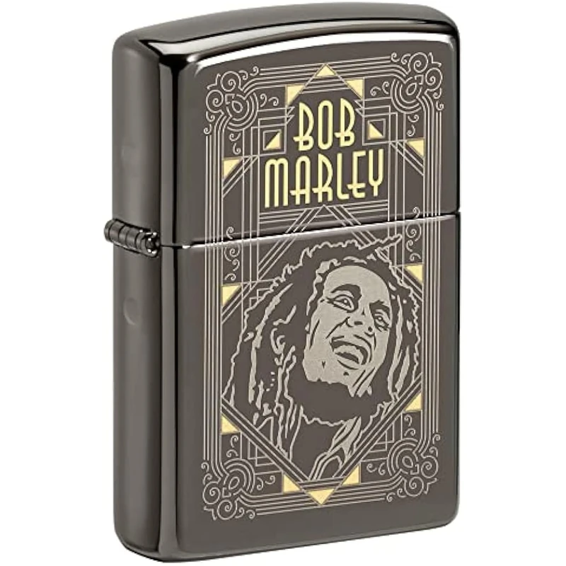 Zippo Windproof Lighter - Bob Marley Design in Laser Two-Tone with Black Ice Finish - Refillable - Reusable - Windproof Design - Gift Box - Made in USA