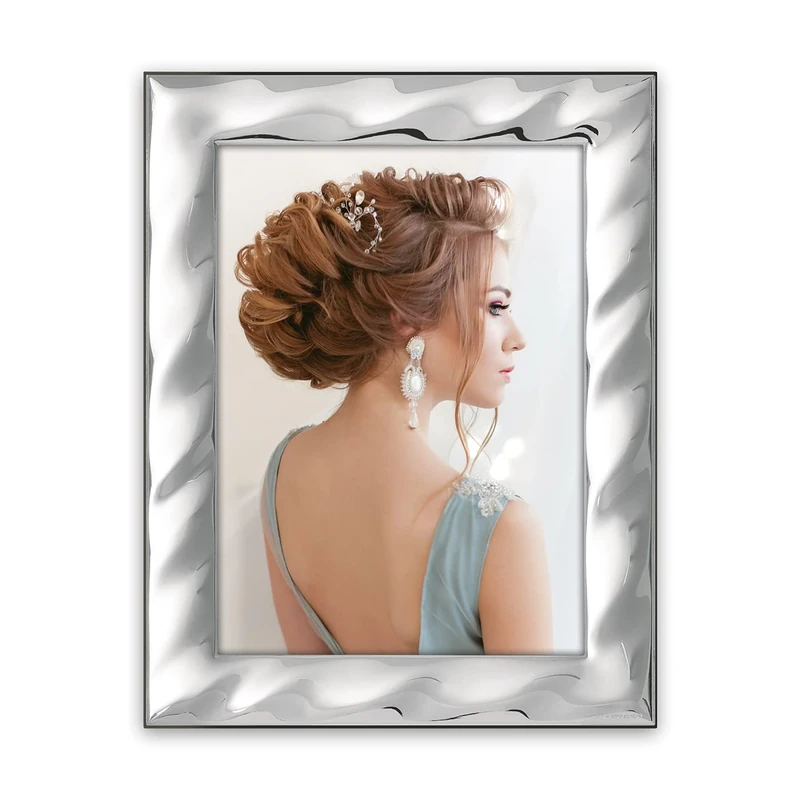 SAVONA Table Frame in Silver Plated for Photo 10x15, Positionable Horizontally. Silver Plated. Made in Italy