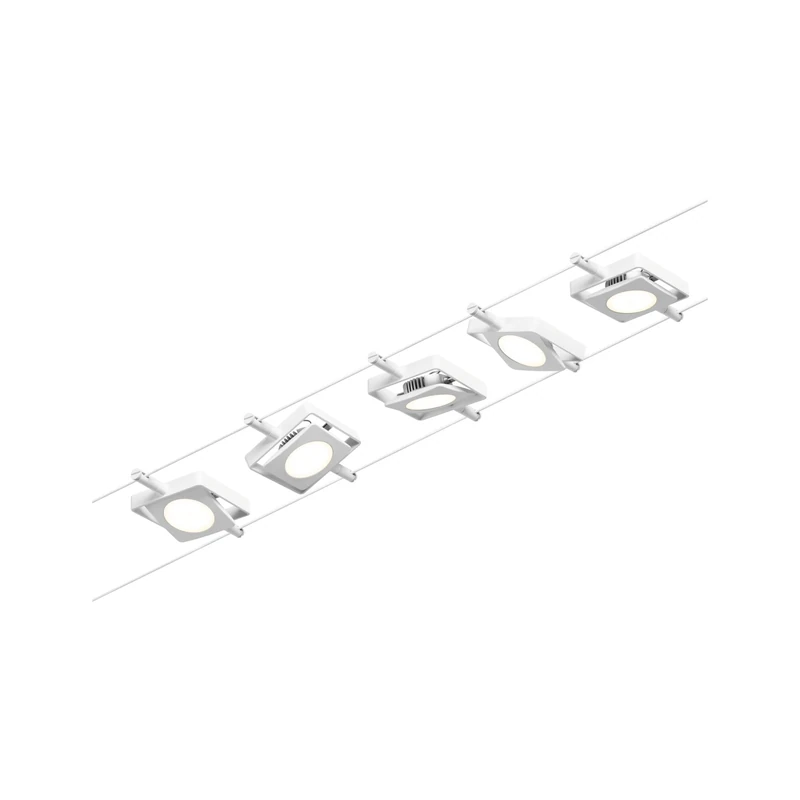 Paulmann 94422 CorDuo LED Cable System Set MacLED DC incl. 5 x 4.5 Watt Expandable White Chrome Wire Rope Metal 3000 K