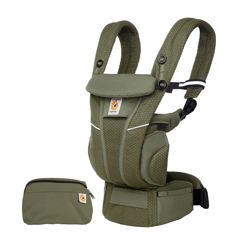 Ergobaby Omni Breeze Carrier for Newborns, from Birth to 20.4 kg, 4 Positions, SoftFlex Mesh, Ergonomic Baby Front-Inward and Back Carry Position, Olive Green