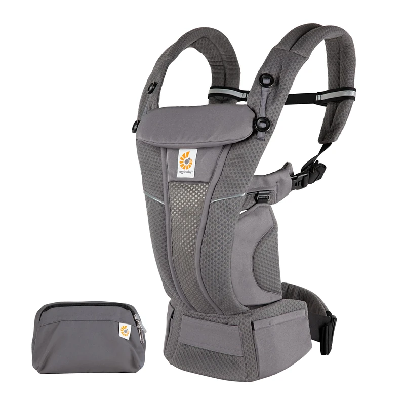 Ergobaby Omni Breeze Carrier for Newborns, from Birth to 20.4 kg, 4 Positions, SoftFlex Mesh, Ergonomic Baby Front-Inward and Back Carry Position, Graphite Grey