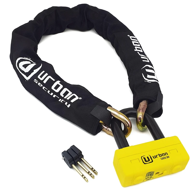 URBAN UR74120 Heavy Duty Chain Lock ø13mm/0.51in + Mini U Padlock, High Security SRA Approved, Fully Tested + Visible, Multi-function Anti Theft for Disc Brake, Anchor, Motorcycle, Parking 120cm/3.9ft