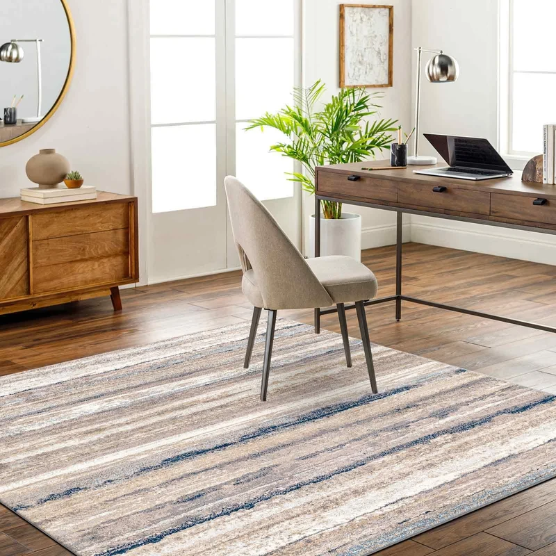 Livabliss Bruges Abstract Rug - Area Rugs Living Room 200 cm, Dining Room, Lounge, Kitchen, Bedroom - Modern Marble Large Rug, Soft Luxurious Easy Care Medium Pile, Grey, Ivory and Blue