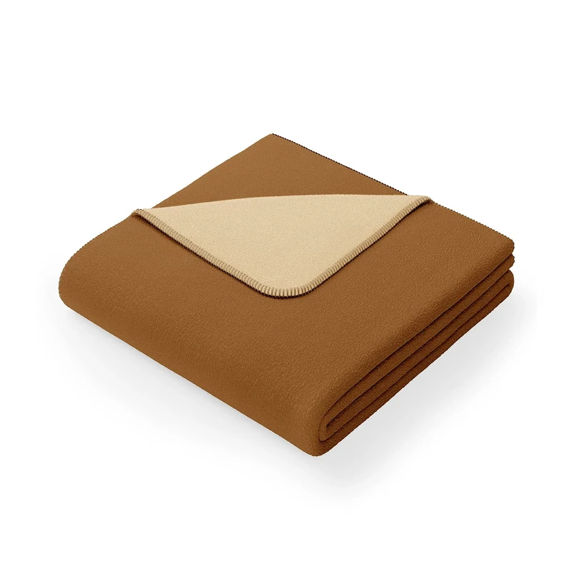 AmeliaHome Cuddly Blanket 150 x 200 cm Blanket with Edge Cotton Bedspread Virkkuu Brown Beige