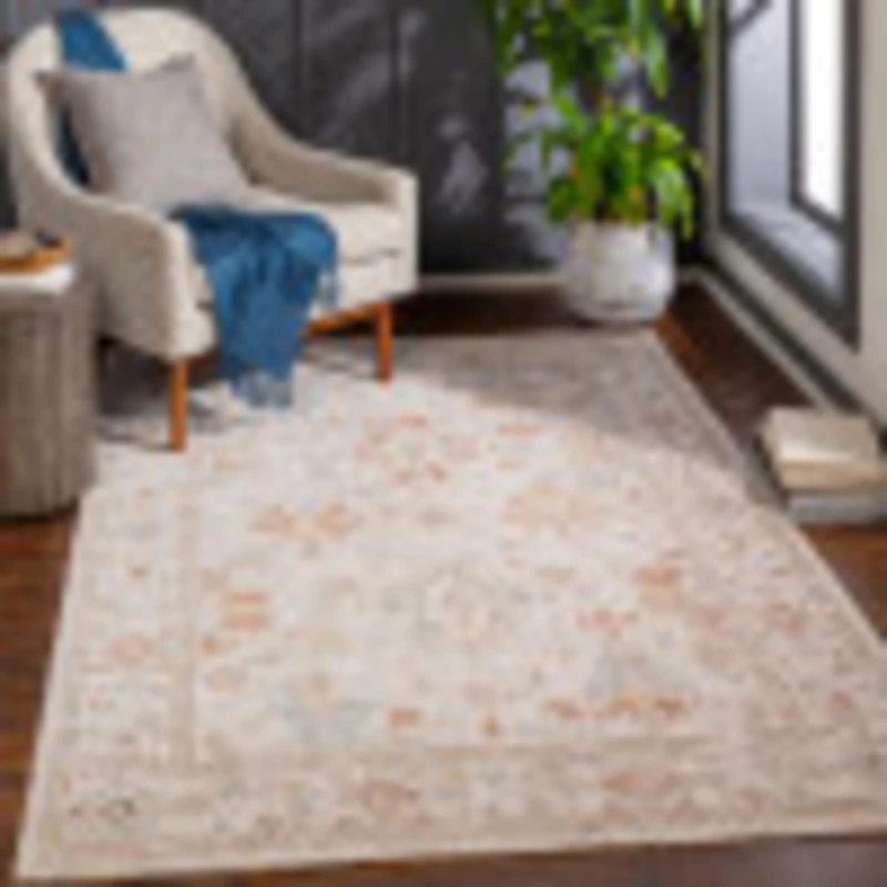 Livabliss Savarde Vintage Style Rug 200x290 cm – Area Accent for Living Room, Dining & Bedroom – Medium Pile, Cotton Back Indoor Rug, Easy Care, Rust, Olive, Denim, Beige