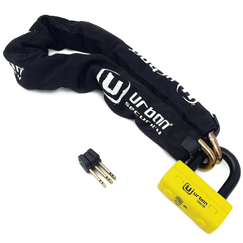 URBAN UR74100 Heavy Duty Chain Lock ø13mm/0.51in + Mini U Padlock, High Security SRA Approved, Fully Tested + Visible, Multi-function Anti Theft for Disc Brake, Anchor, Motorcycle, Parking 100cm/3,3ft