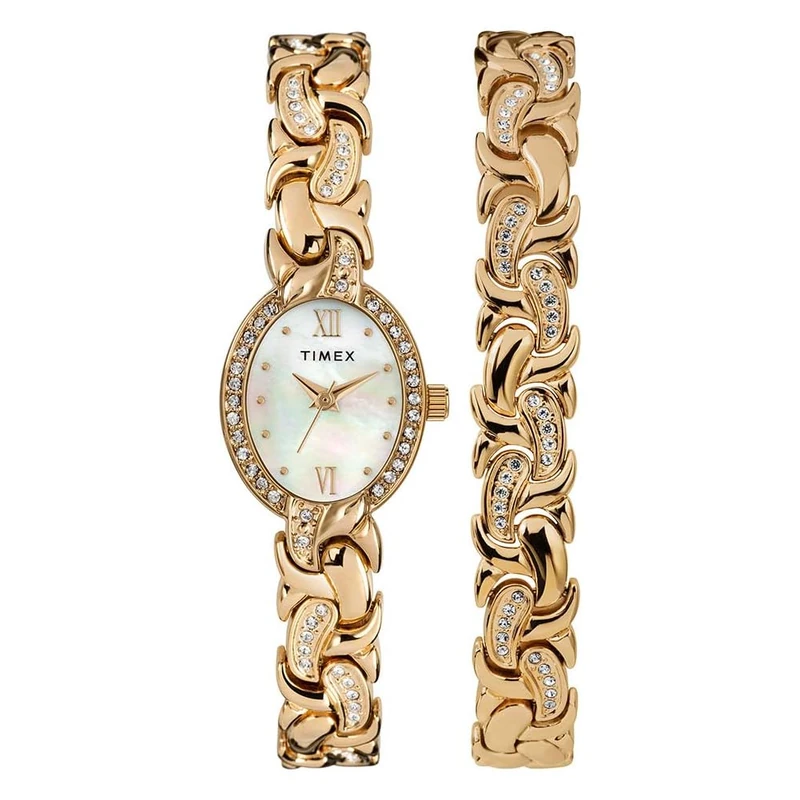 Timex Classics Women's 19mm Watch, Gold - Tone Bracelet Set TW2T49900