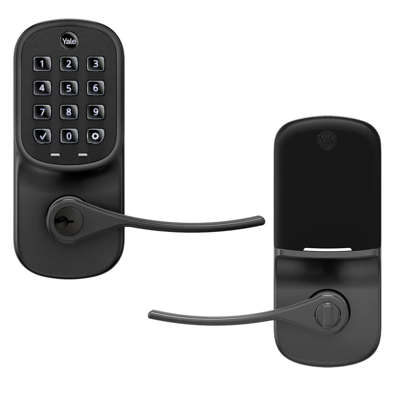 Yale Assure Lever, Keypad Door Lever (for Doors with no deadbolt) - Keyless Entry with pin Code Unlocking and one-Touch or Auto-Locking - Black Suede