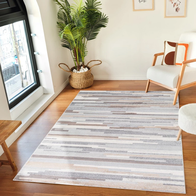 Livabliss Granada Abstract Rug - Runner Rugs Living Room 80x220 cm, Hallway, Dining Room Area - Modern Marble Large Rug, Soft Luxurious Easy Care Medium Pile, Grey, Tan and Ivory