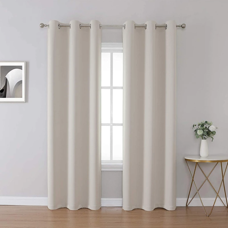 Upcortinassi, 1 Panel Fire Retardant Blackout Curtains for Schools, Classrooms, Dormitories, Kids Rooms, Home, Light Beige