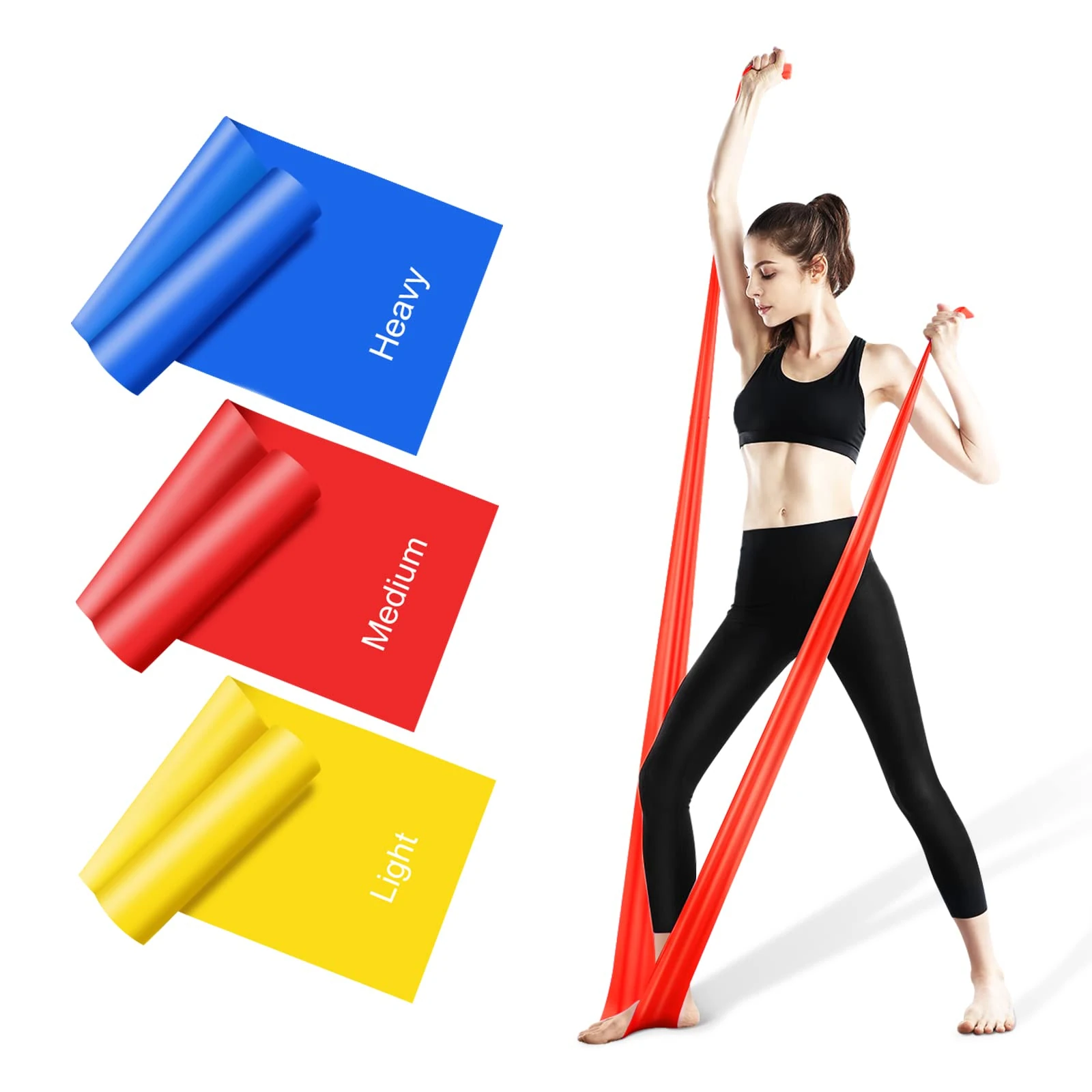 Resistance Bands Set, [Set of 3] 1.5M/4.9ft Skin-Friendly Exercise Bands with 3 Resistance Levels,Workout Resistance Bands Set for Women Men,Ideal for Strength Training,Yoga,Gym,Pilates,Fitness