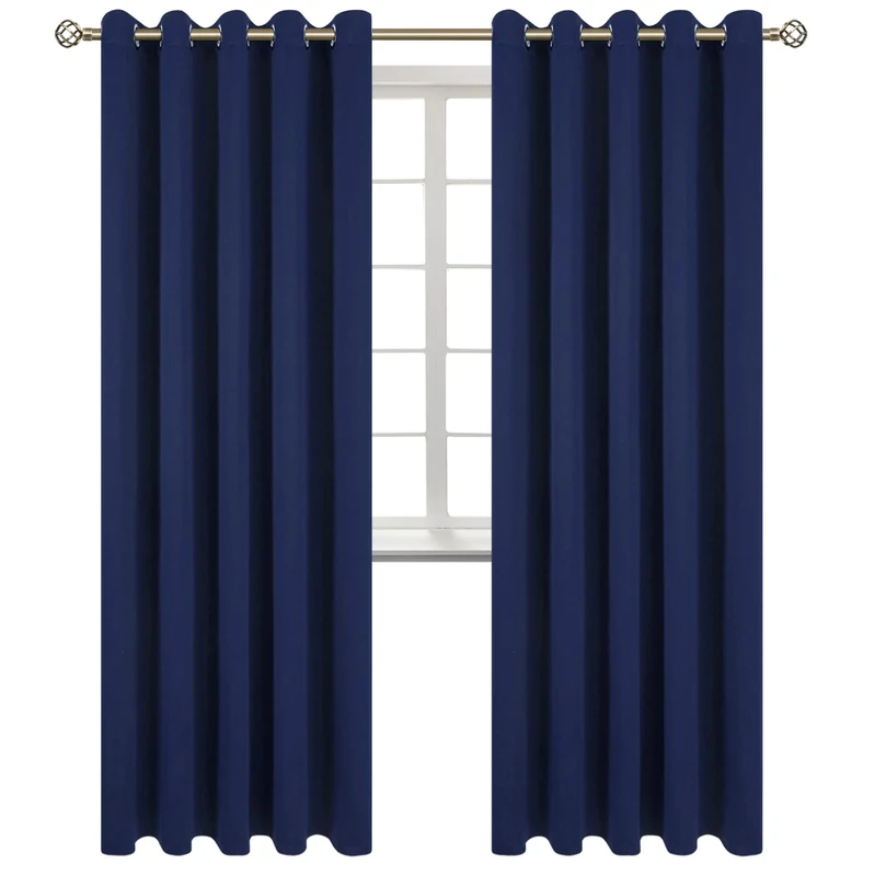 BGment Blackout Curtains for Bedroom - Grommet Thermal Insulated Room Darkening Curtains for Living Room, Set of 2 Panels (70 x 84 Inch, Navy Blue)