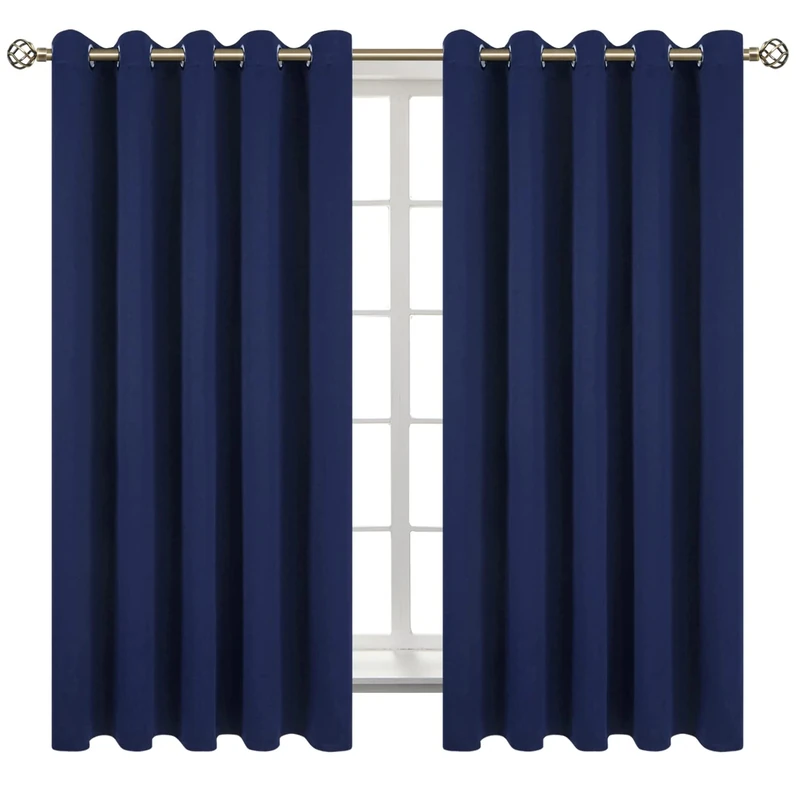 BGment Blackout Curtains for Bedroom - Grommet Thermal Insulated Room Darkening Curtains for Living Room, Set of 2 Panels (70 x 63 Inch, Navy Blue)