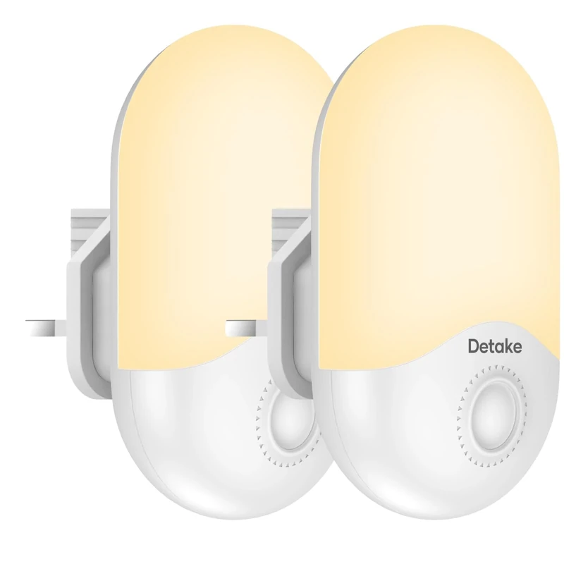 2 Pack LED Night Light, Night Lights Plug in Walls with Dusk to Dawn Photocell Sensor, 0.5W Energy Saving, Warm White Plug in Night Lighting for Kids/Children, Bedroom, Hallway, etc