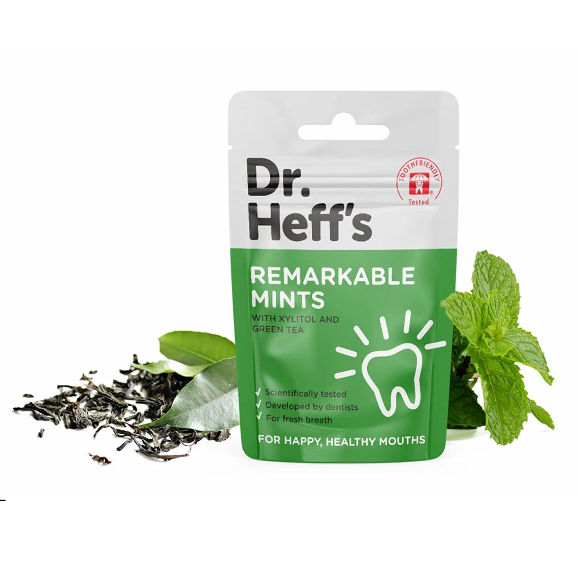Dr Heff’s Mints, Fights Tooth Decay & Sugar Free - with Green Tea Extract and Peppermint. Xylitol-Sweetened - (12 x 30 Mint Packs)