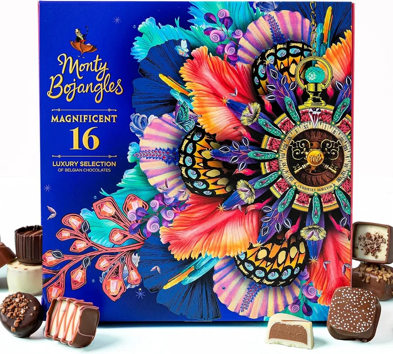 Monty Bojangles Magnificent Belgian Chocolate Gift Box (16 Chocolates 226g), Luxury Chocolates Gift Box, 16 Varieties Of Belgian Chocolates, Milk, White, Dark, Caramel & More Chocolate Selection Box